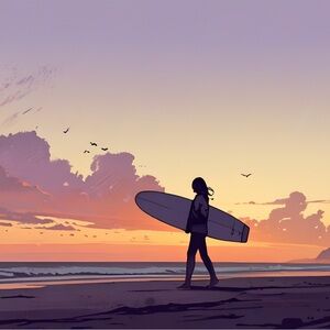 Sunset surfing HD metal art 4 x 6 inches